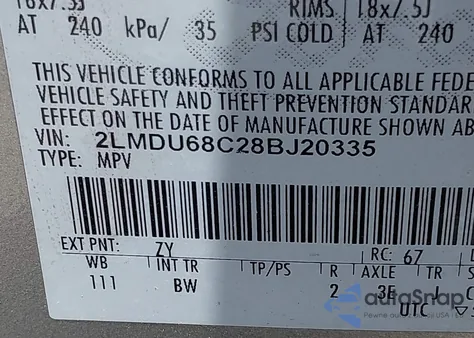 2008 Lincoln Mkx из США, поврежденный, VIN 2LMDU68C28BJ20335